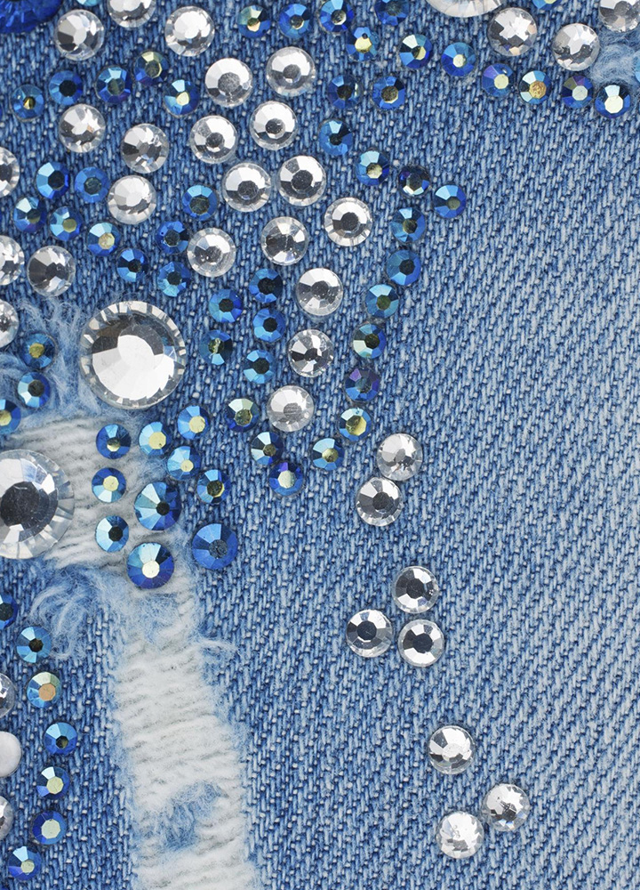 Color Rhinestone Jeans Detail
