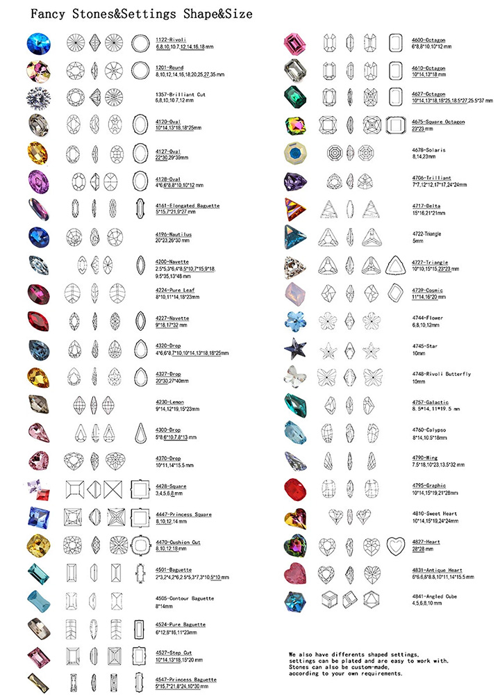 Jeans Rhinestone Color Chart