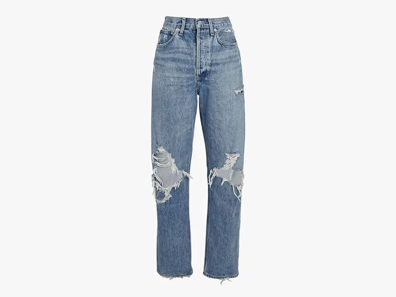 Stone Wash + Laser Fading + Hand Grinding + Distressing Jeans