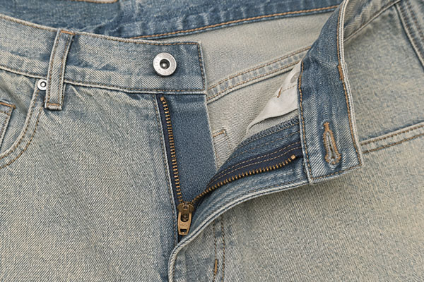 Indigo-toned antique metal Y-type zippers
