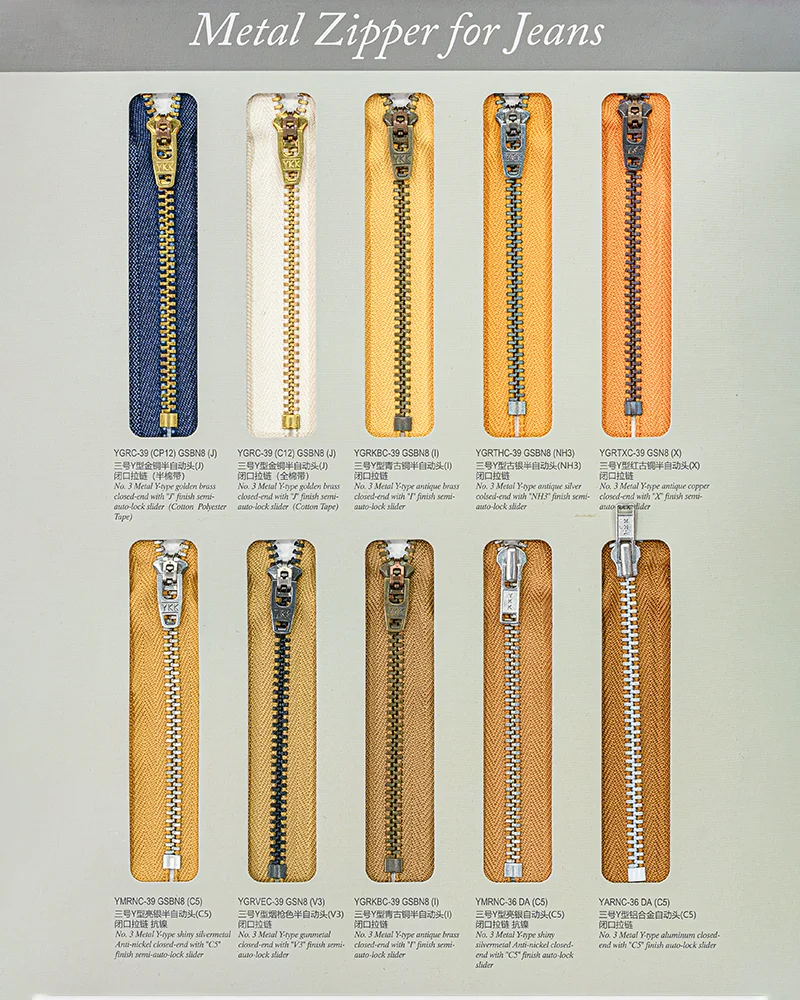 yellow YKK denim jeans zippers
