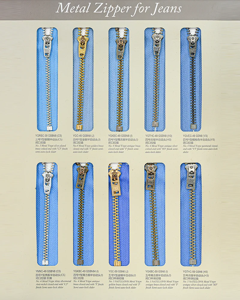 blue YKK denim jeans zippers