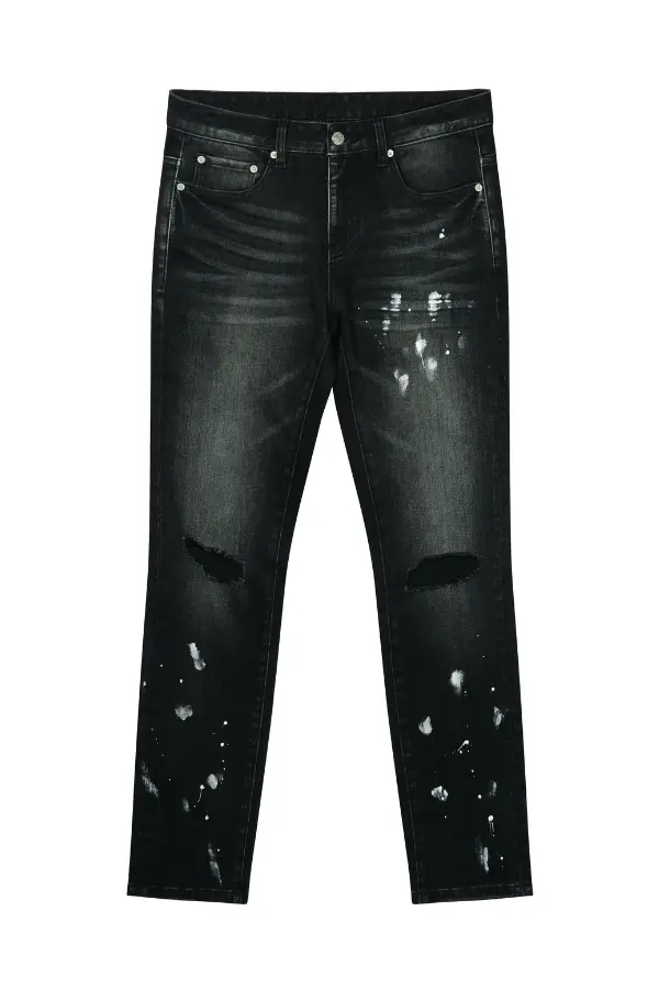 black abrasion skinny jeans