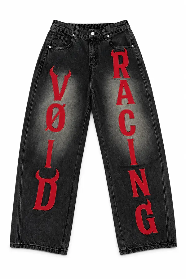 black initial barrel jeans