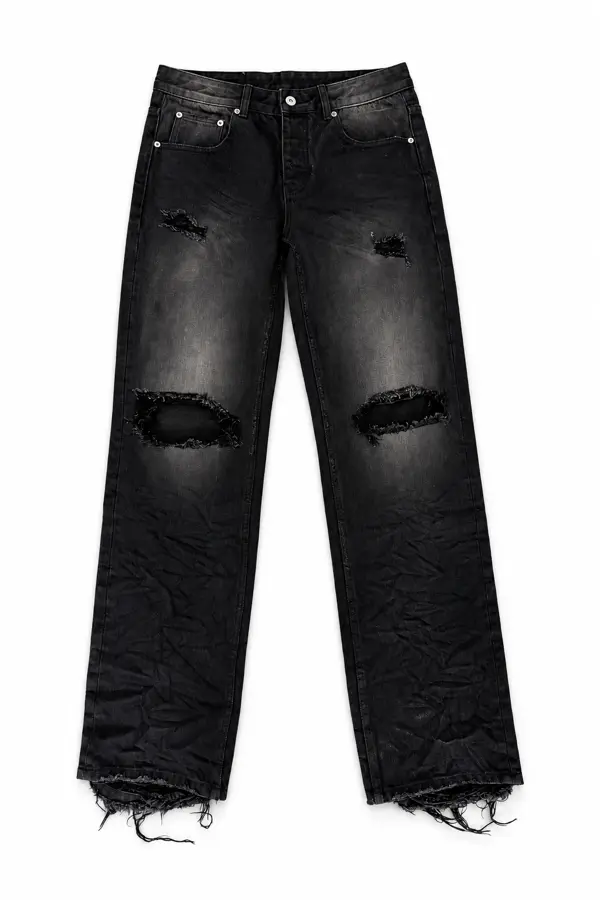 black regular straight jeans