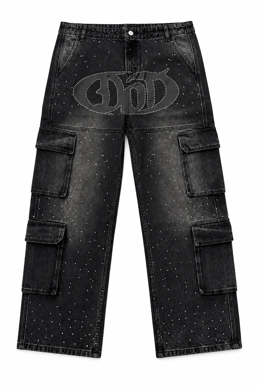 black rhinestone straight jeans