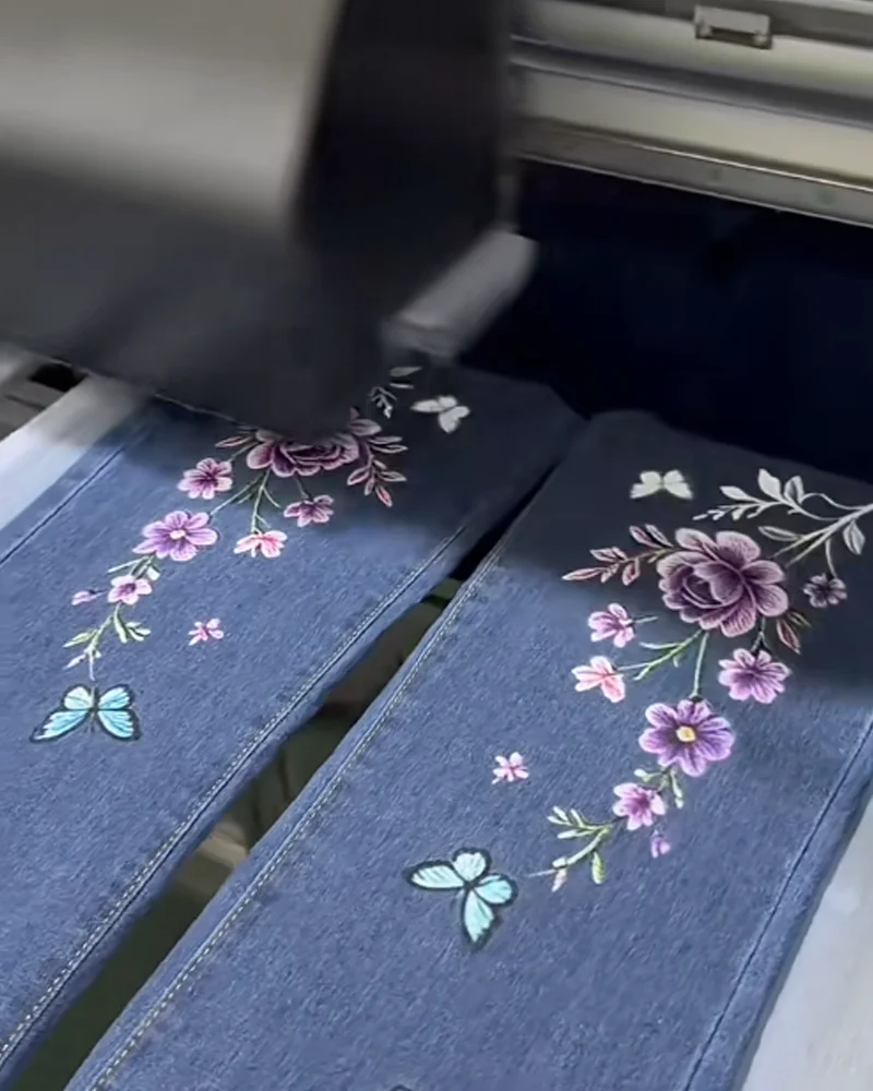 printed jeans